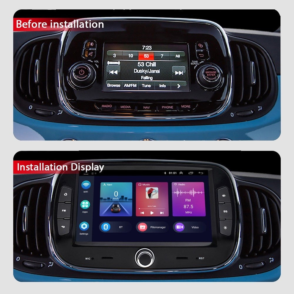 Android 15 Autoradio 7" per Fiat 500 2015 - 2022 CARPLAY Wireless 2+64GB GPS RDS