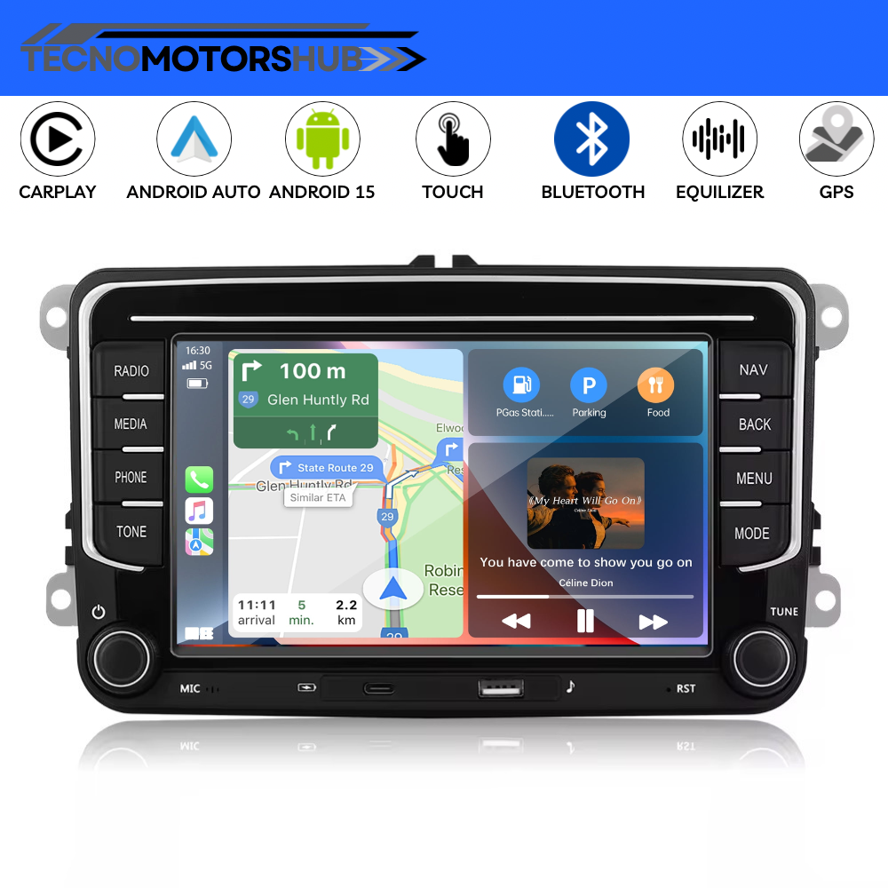 Android Autoradio 7" Per Seat/VW/Skoda Con Carplay Android Auto Wirless GPS Wifi USB type-C