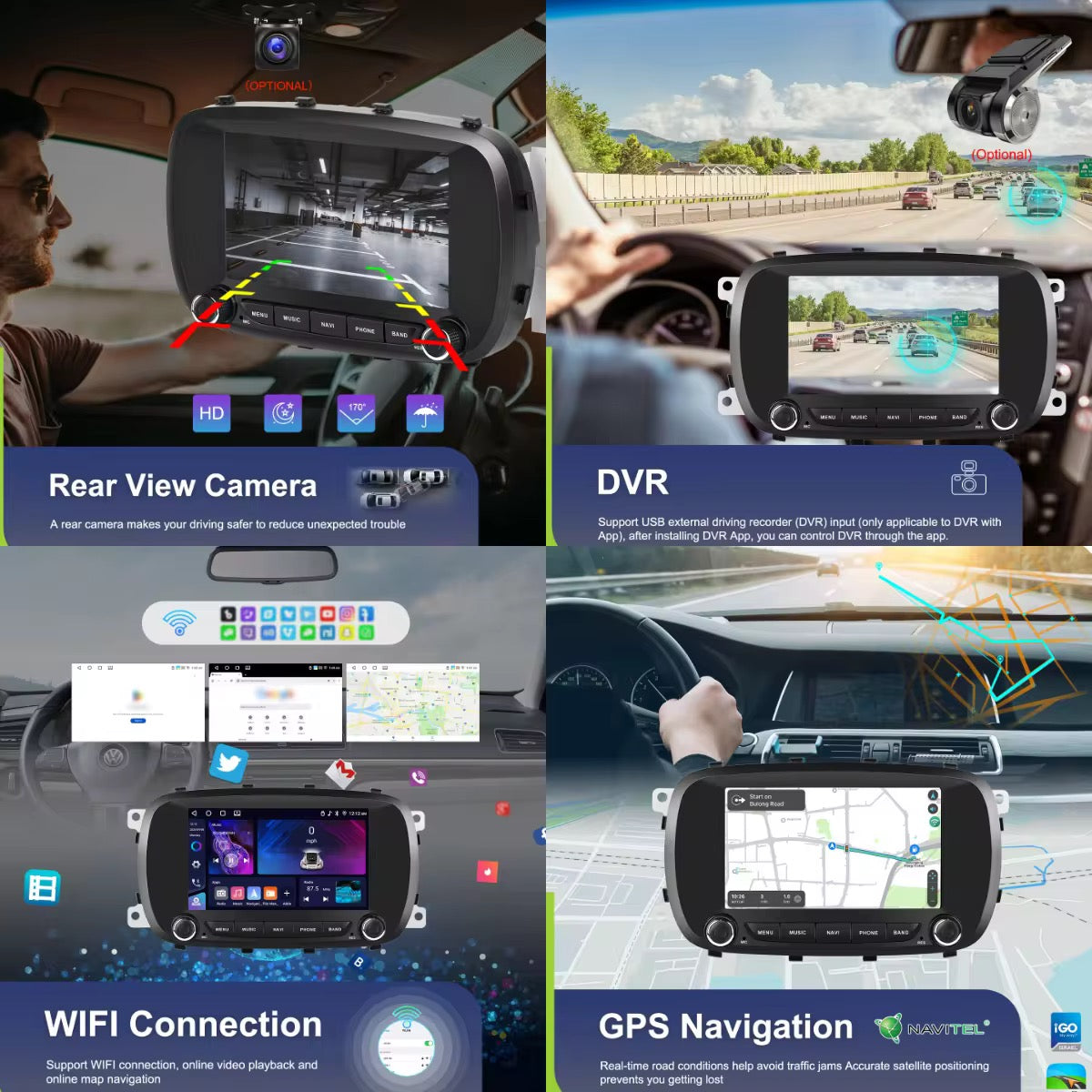 Autoradio 7" Android 15 Carplay Wirless per Fiat 500X 2014-2020 WIFI 4GB + 64GB
