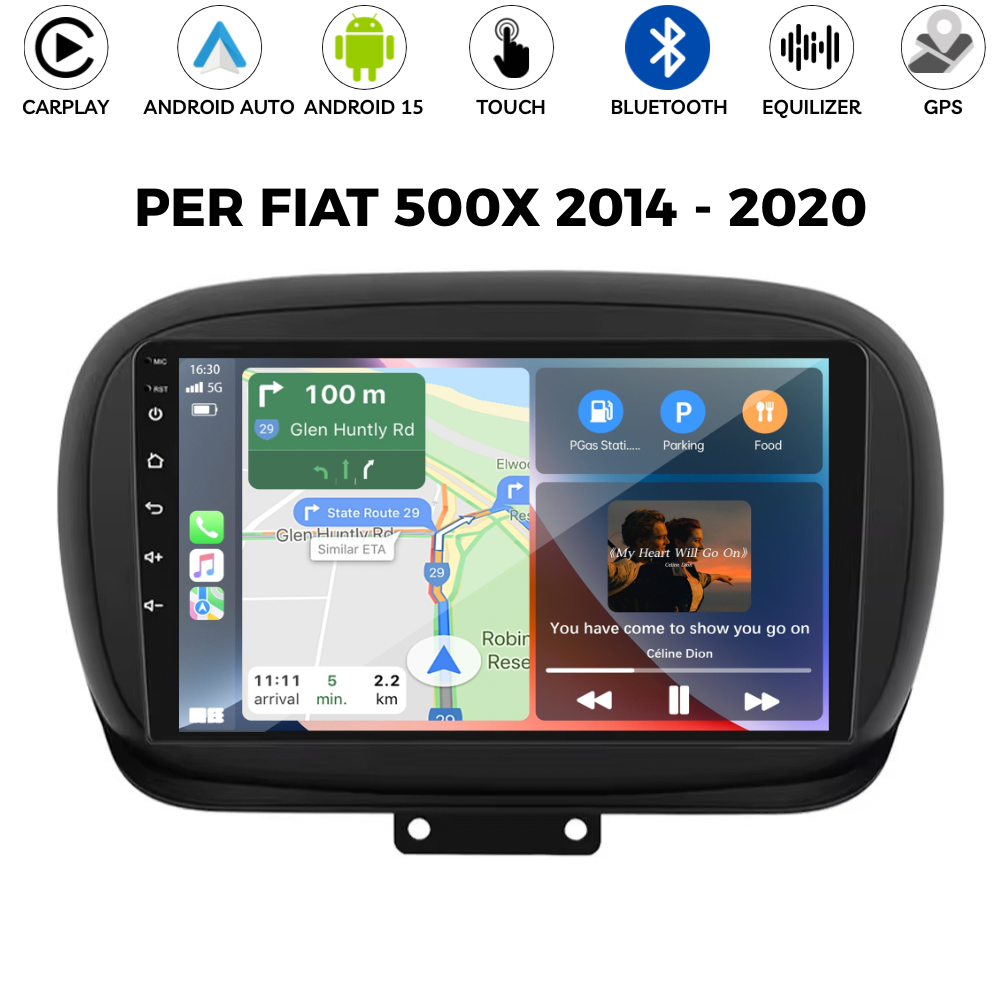 Autoradio 9” Android 15 Wireless CarPlay Per Fiat 500X 2014-2020 Octacore 4-64GB
