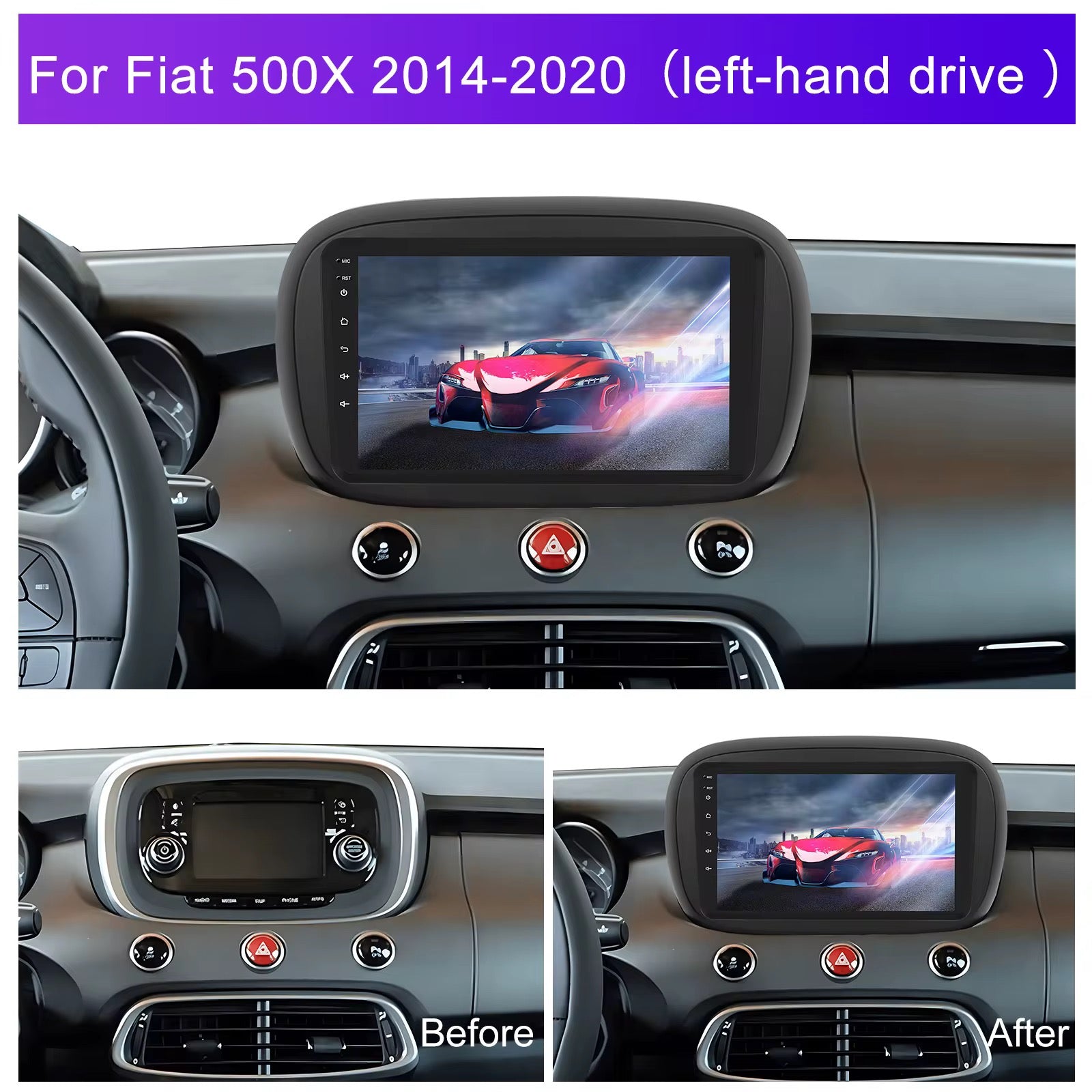 Autoradio 9” Android 15 Wireless CarPlay Per Fiat 500X 2014-2020 Octacore 4-64GB
