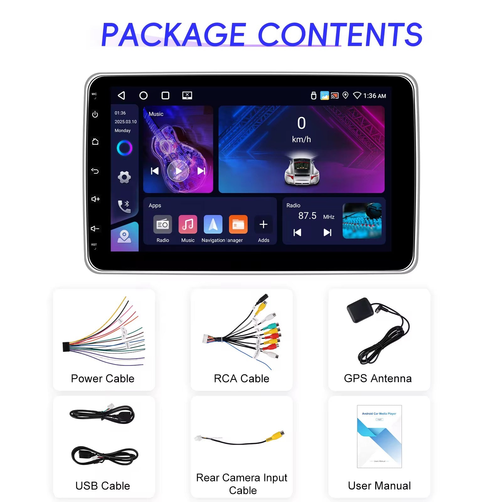 Autoradio 10.4” 1DIN Universale CARPLAY ANDROID AUTO TOUCH SCREEN
