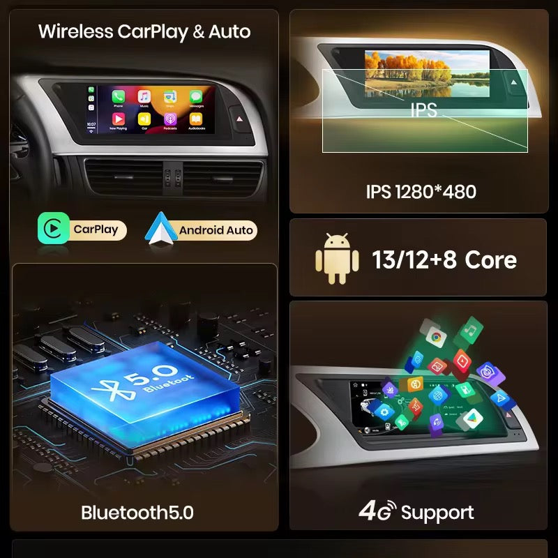 Autoradio Android Junsun 8.8" per Audi A4 A4L B8 2009-2016, Carplay,GPS, 4G, 8-Core, BT, FM