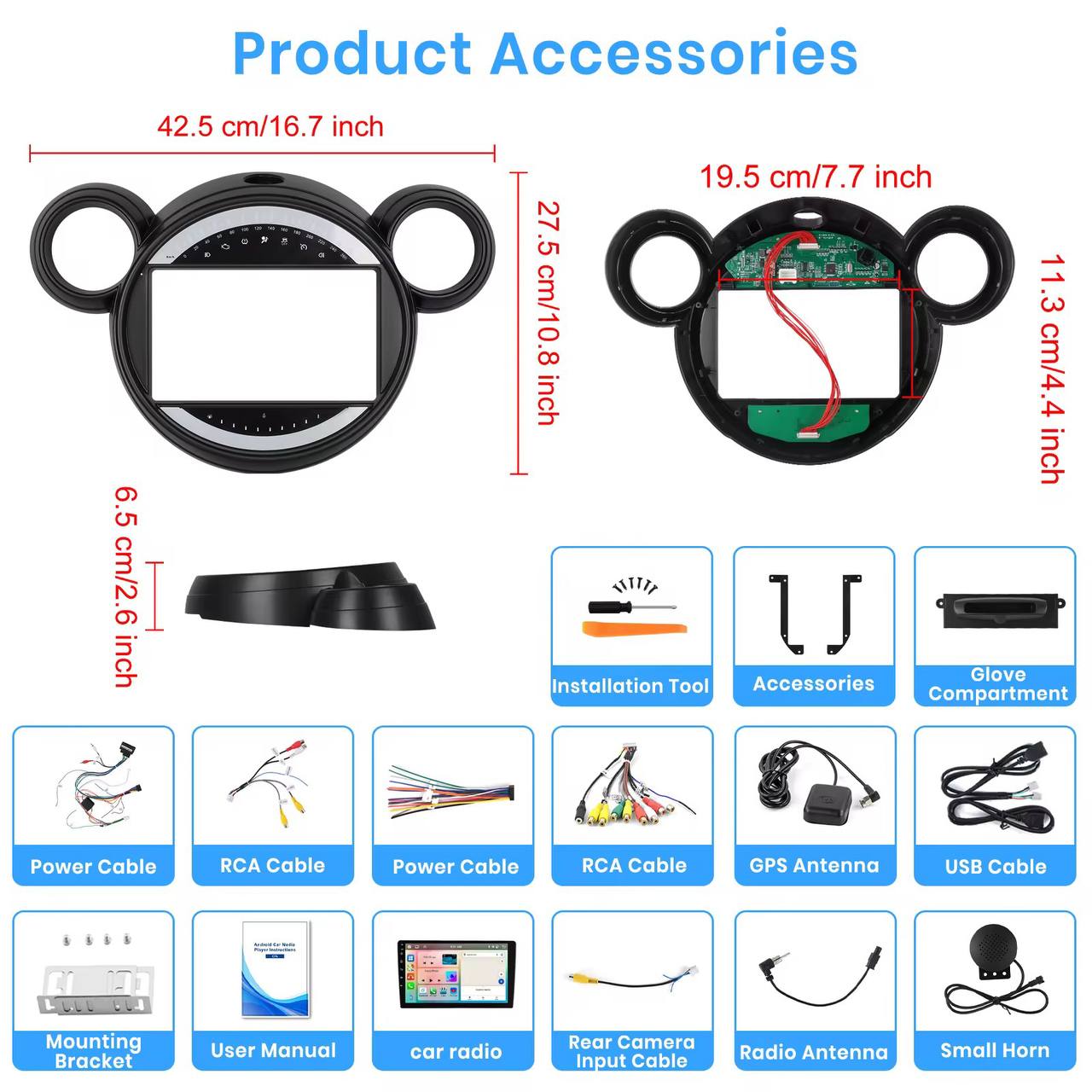 Autoradio 9" Android 14 CarPlay Per BMW Mini Countryman 2011-2016 GPS RDS 4+64GB