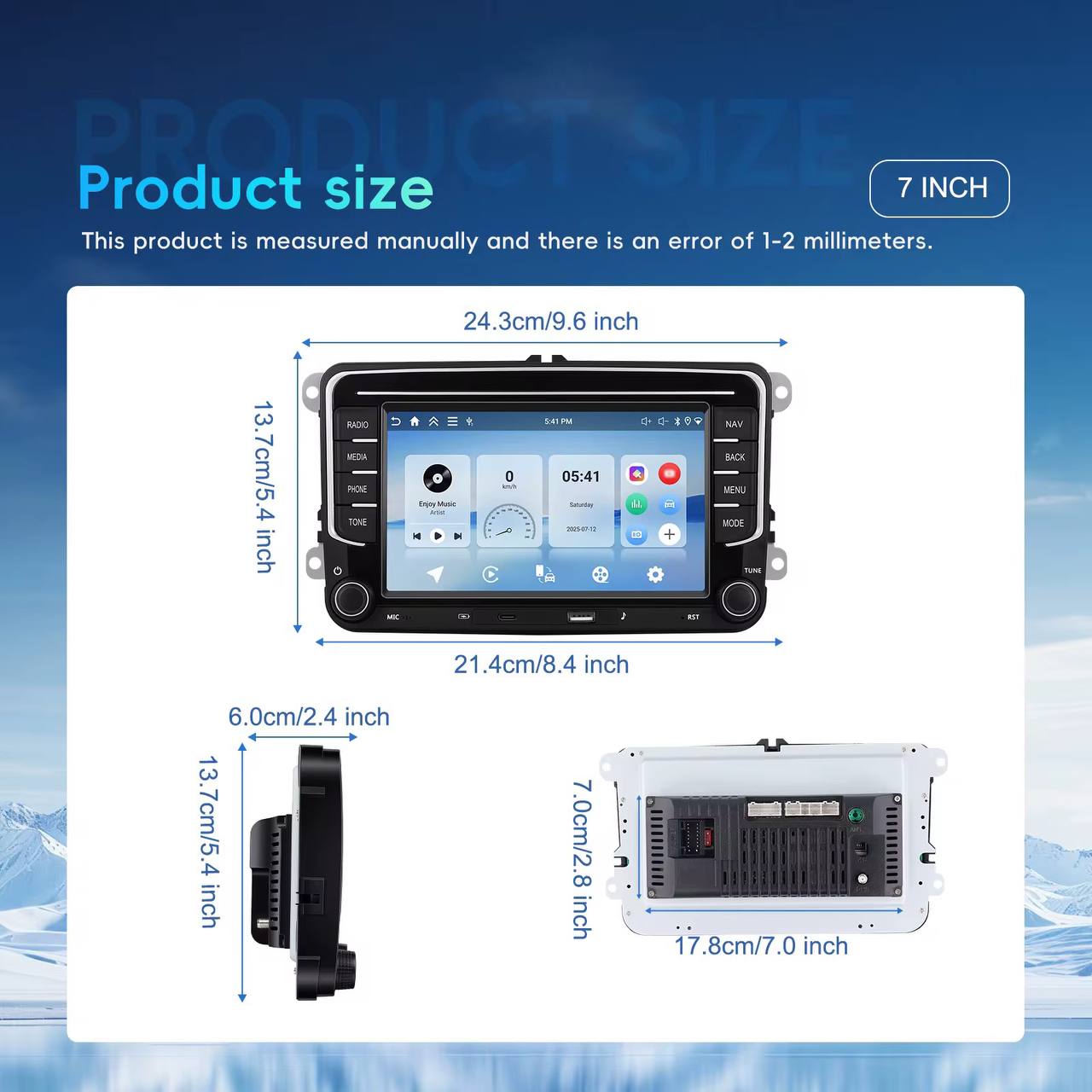 Android Autoradio 7" Per Seat/VW/Skoda Con Carplay Android Auto Wirless GPS Wifi USB type-C