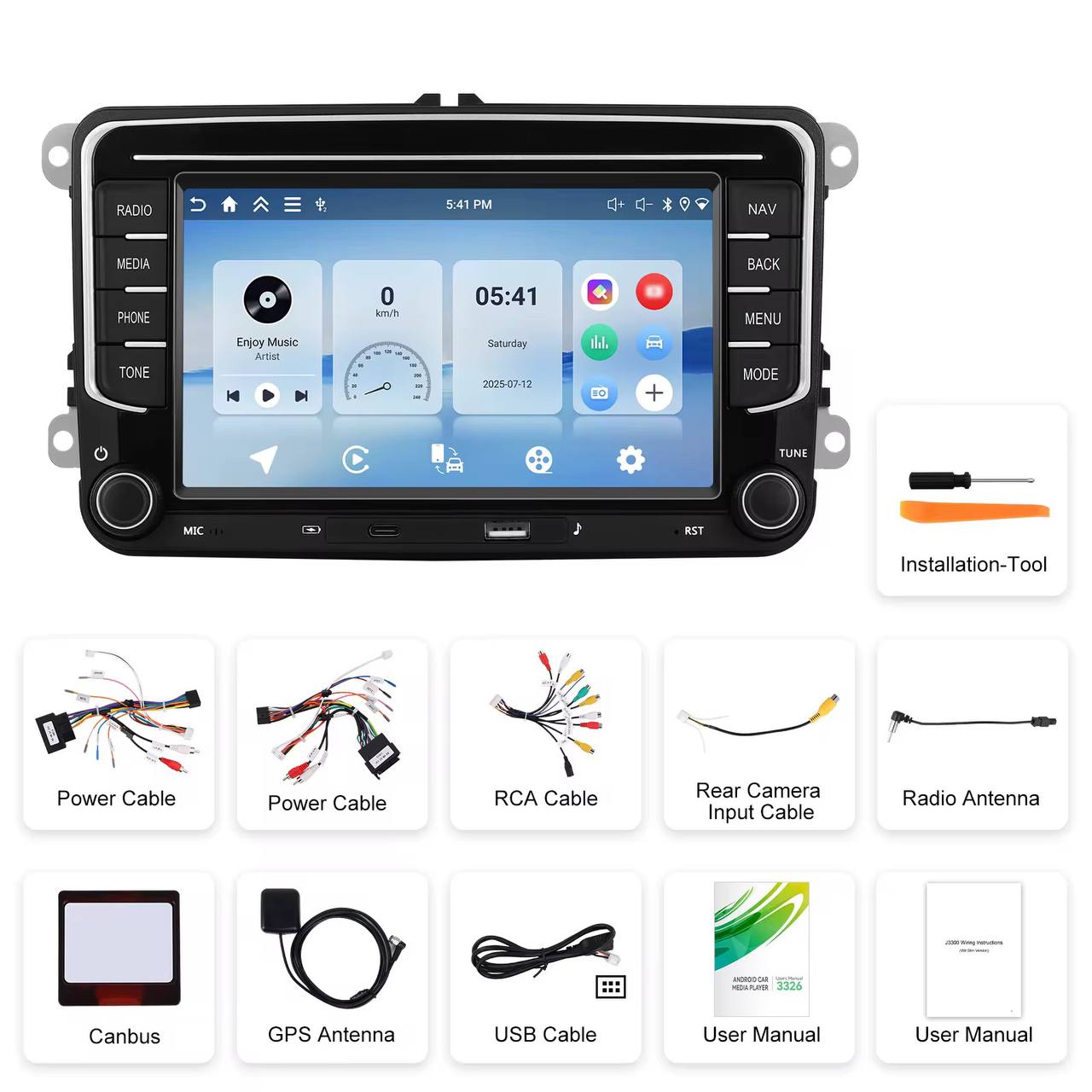Android Autoradio 7" Per Seat/VW/Skoda Con Carplay Android Auto Wirless GPS Wifi USB type-C