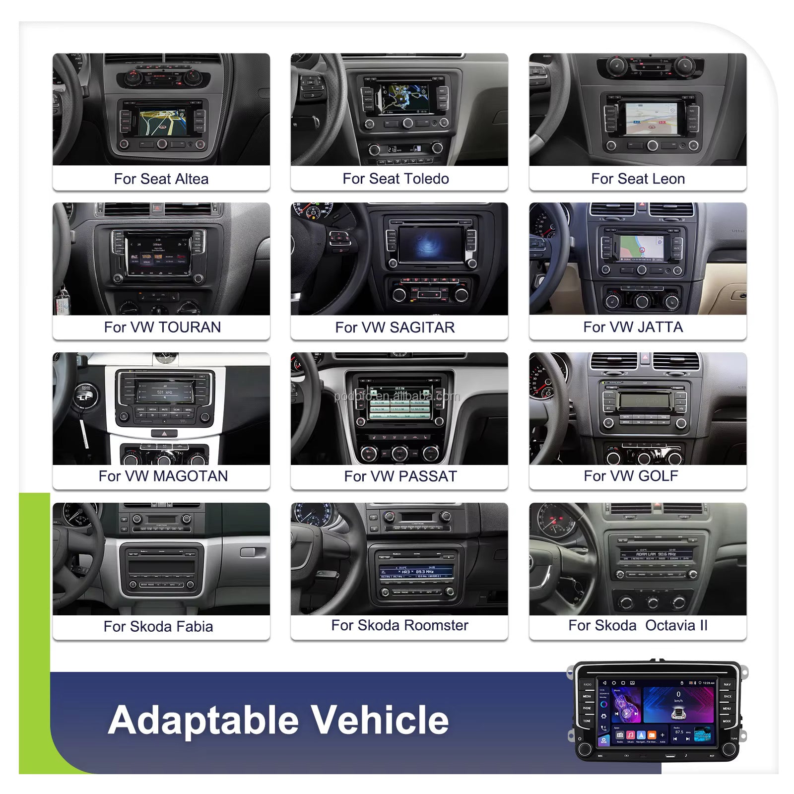 Android Autoradio 7" Per Seat/VW/Skoda Con Carplay Android Auto Wirless GPS Wifi USB type-C