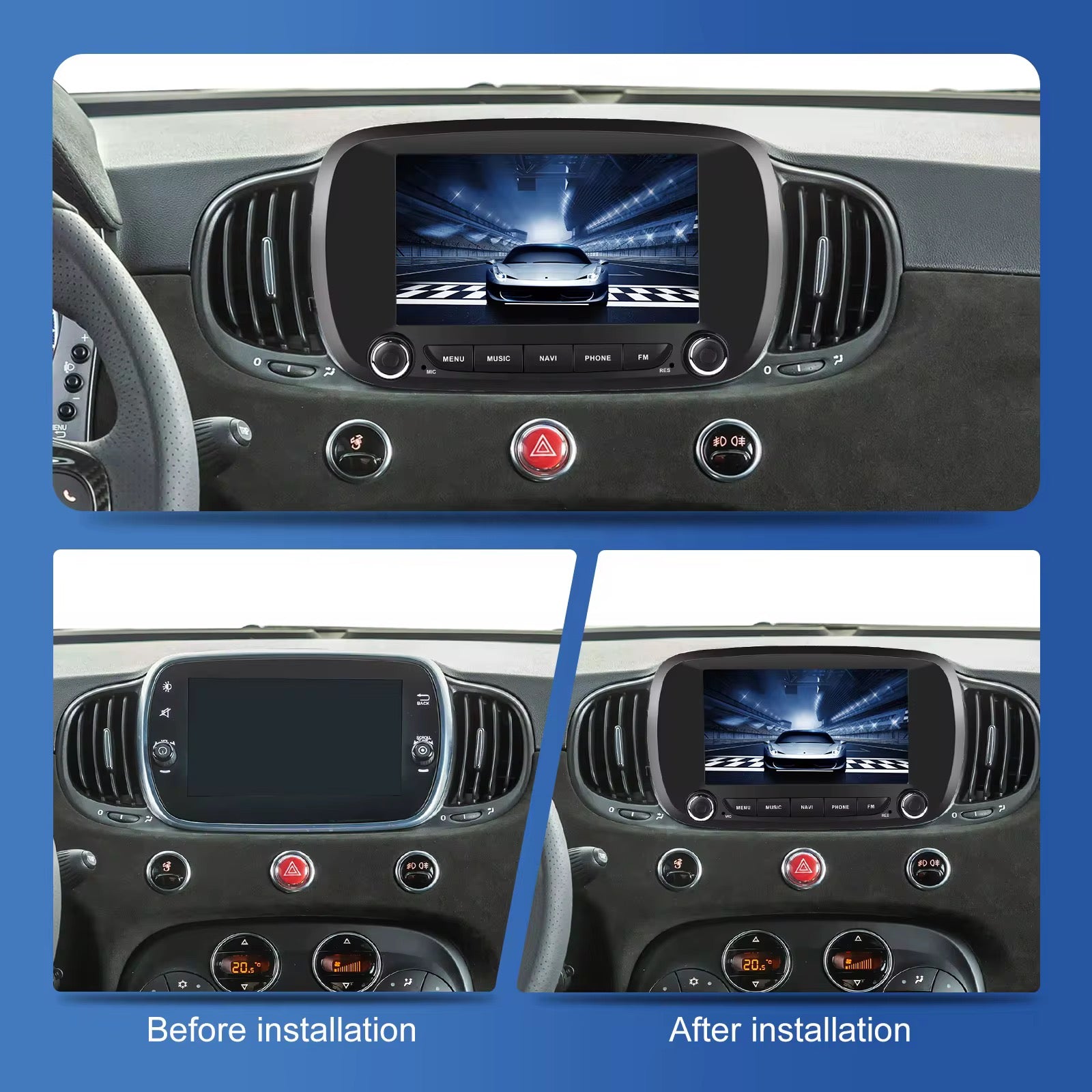 Autoradio 7" Android 15 Carplay Wirless per Fiat 500X 2014-2020 WIFI 4GB + 64GB