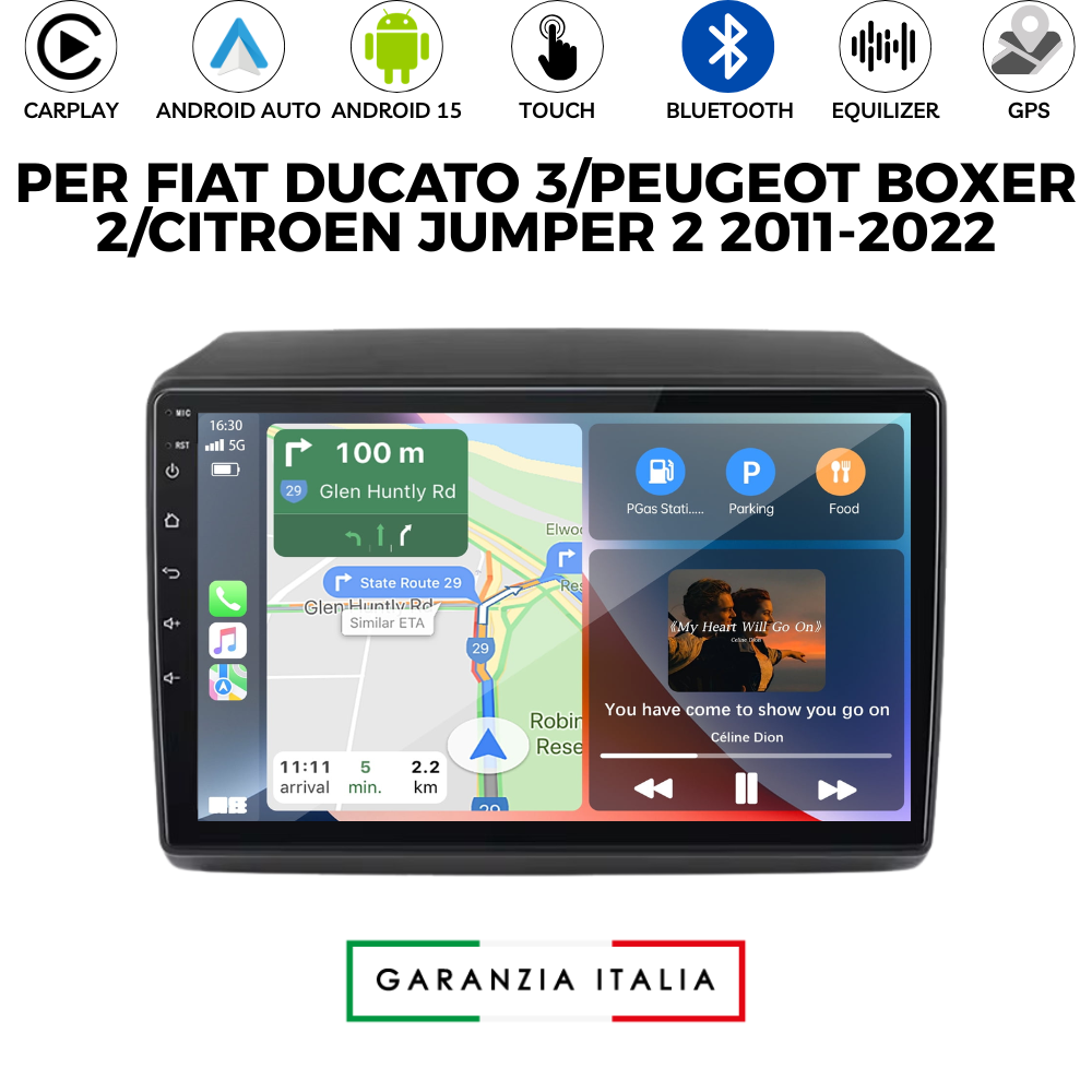 Autoradio 9” Android 15 Per Fiat Ducato/Peugeot Boxer/Citoren Jumper Snapdragon
