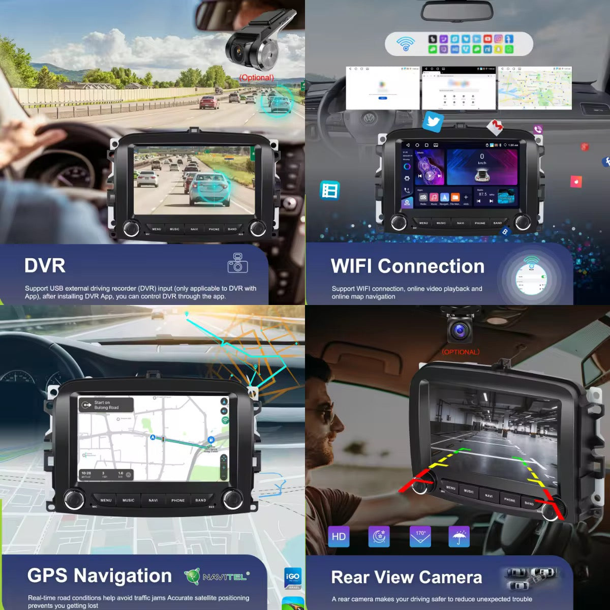 Autoradio 7” Android 15 per Fiat 500L 2013-2019 Navigatore CarPlay 4+64GB Wi-Fi