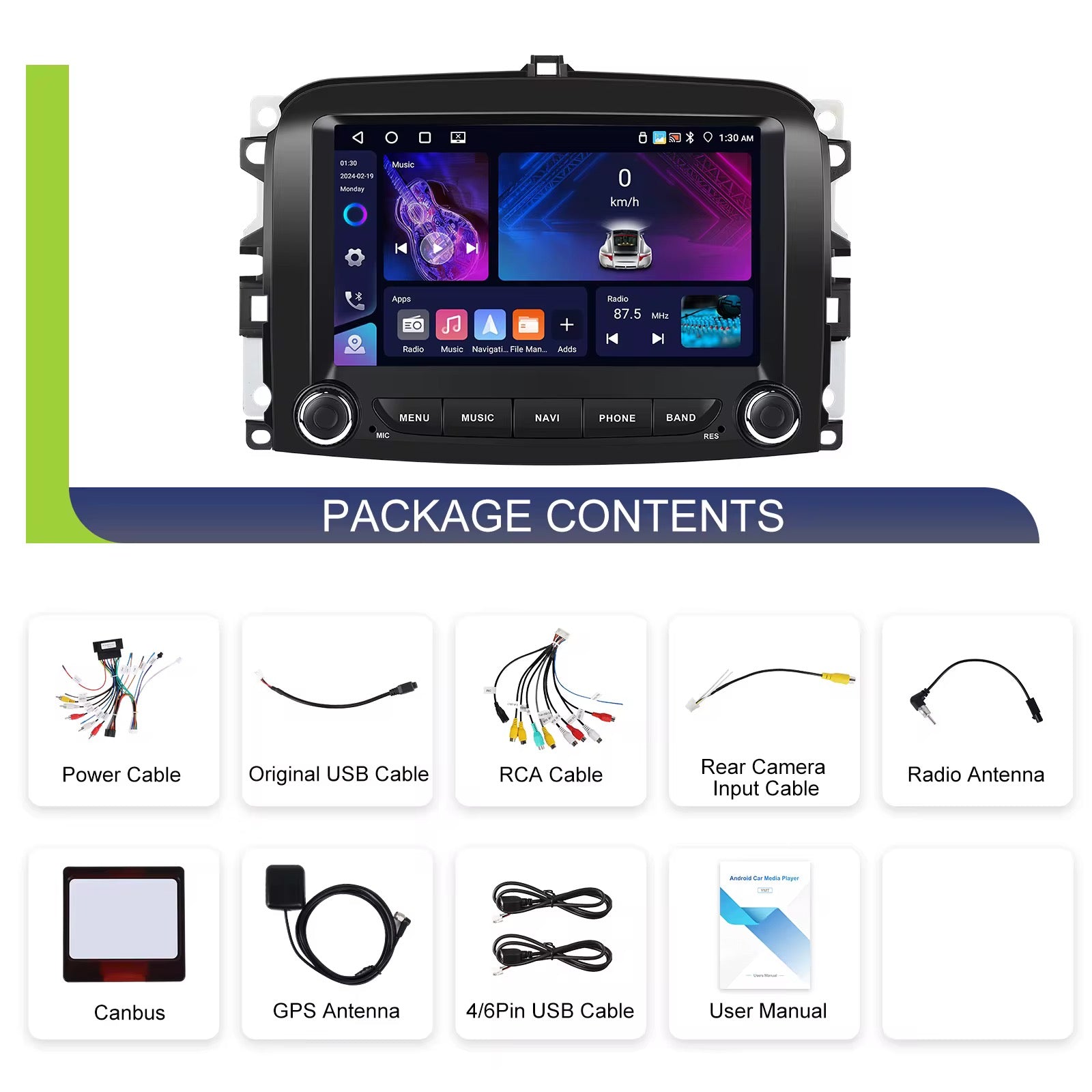 Autoradio 7” Android 15 per Fiat 500L 2013-2019 Navigatore CarPlay 4+64GB Wi-Fi