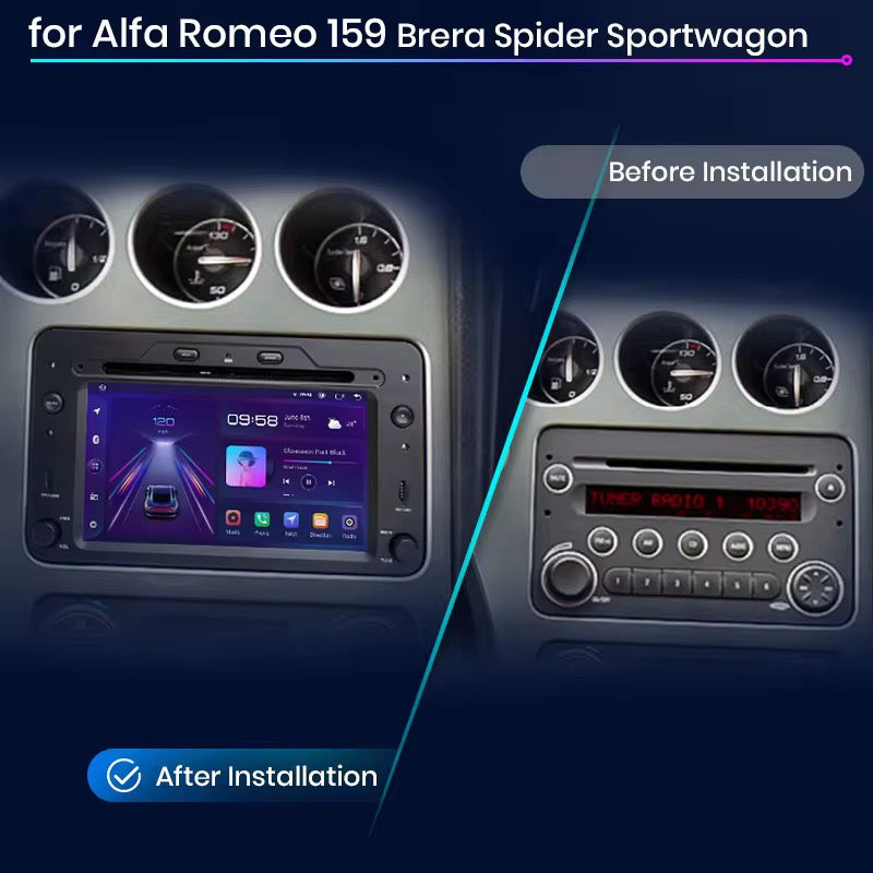 Autoradio 7” Android 15 Per Alfa Romeo 159 Spider Brera Carplay 4-64GB RDS USB