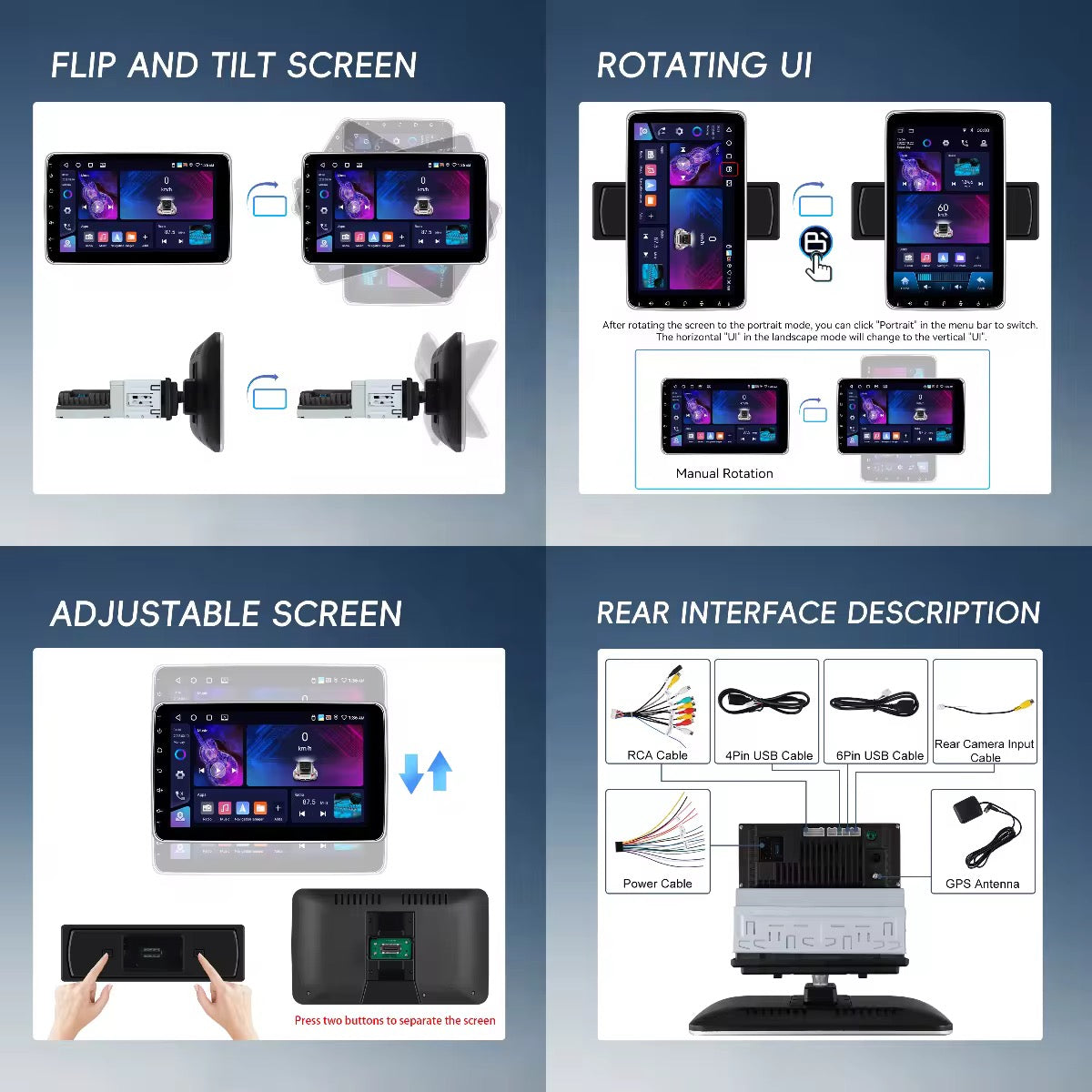 Autoradio 10.4” 1DIN Universale CARPLAY ANDROID AUTO TOUCH SCREEN